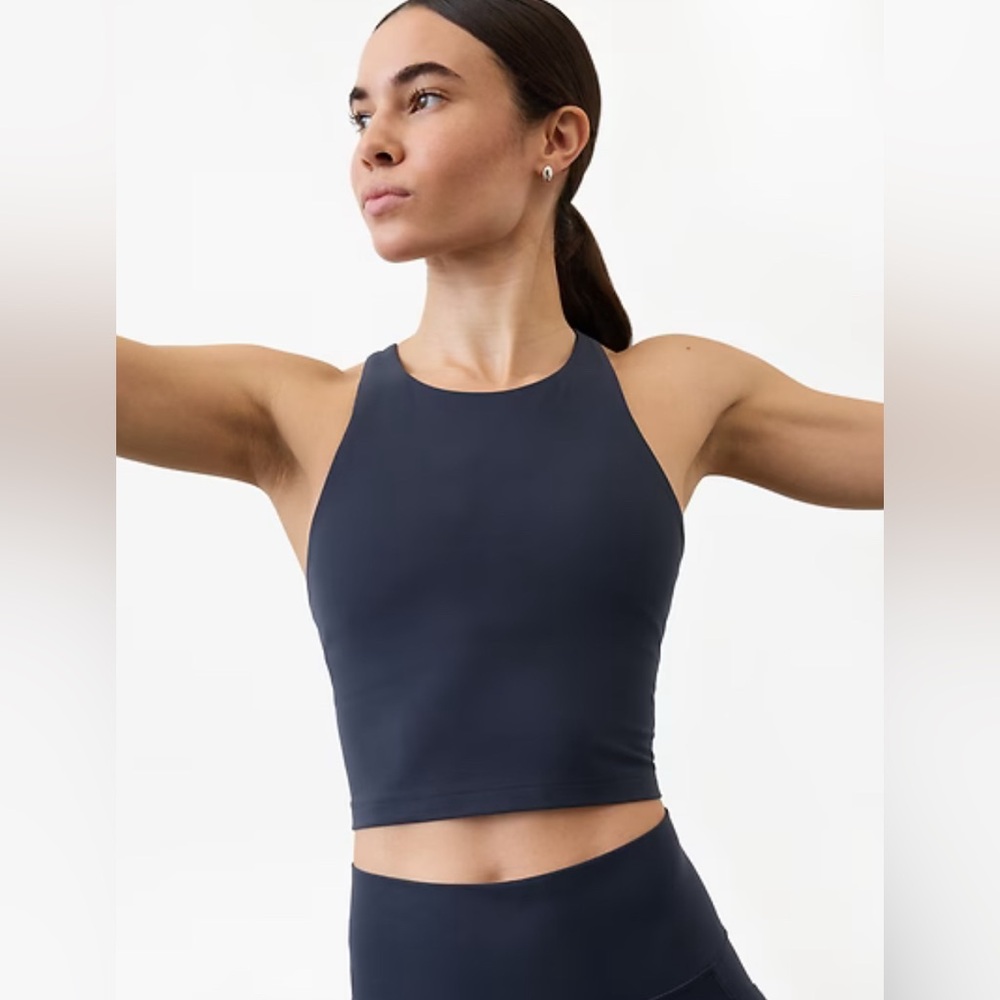 Athleta Dark Blue High-Neck Sports Bra